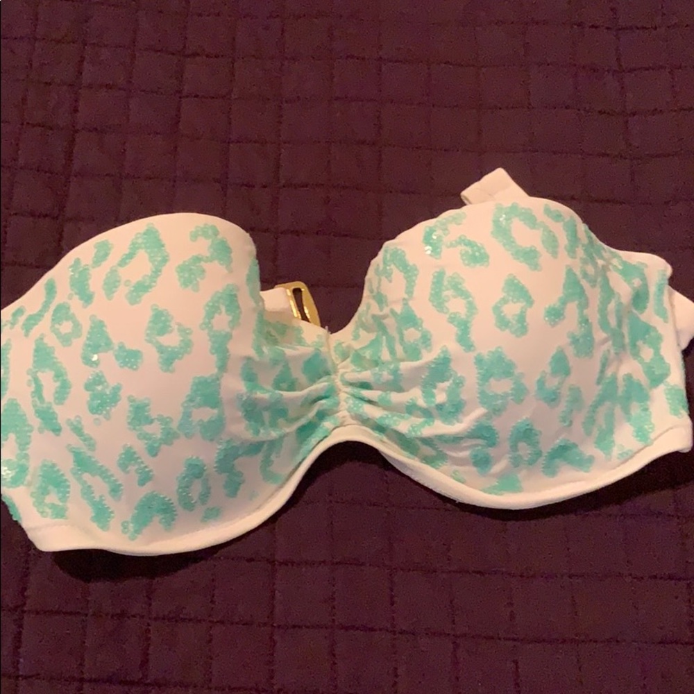 Blue and white leopard bikini top - SIZE 34D